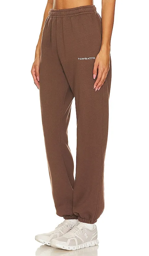 7 Days Active Organic Fitted Sweat Pants in Brown