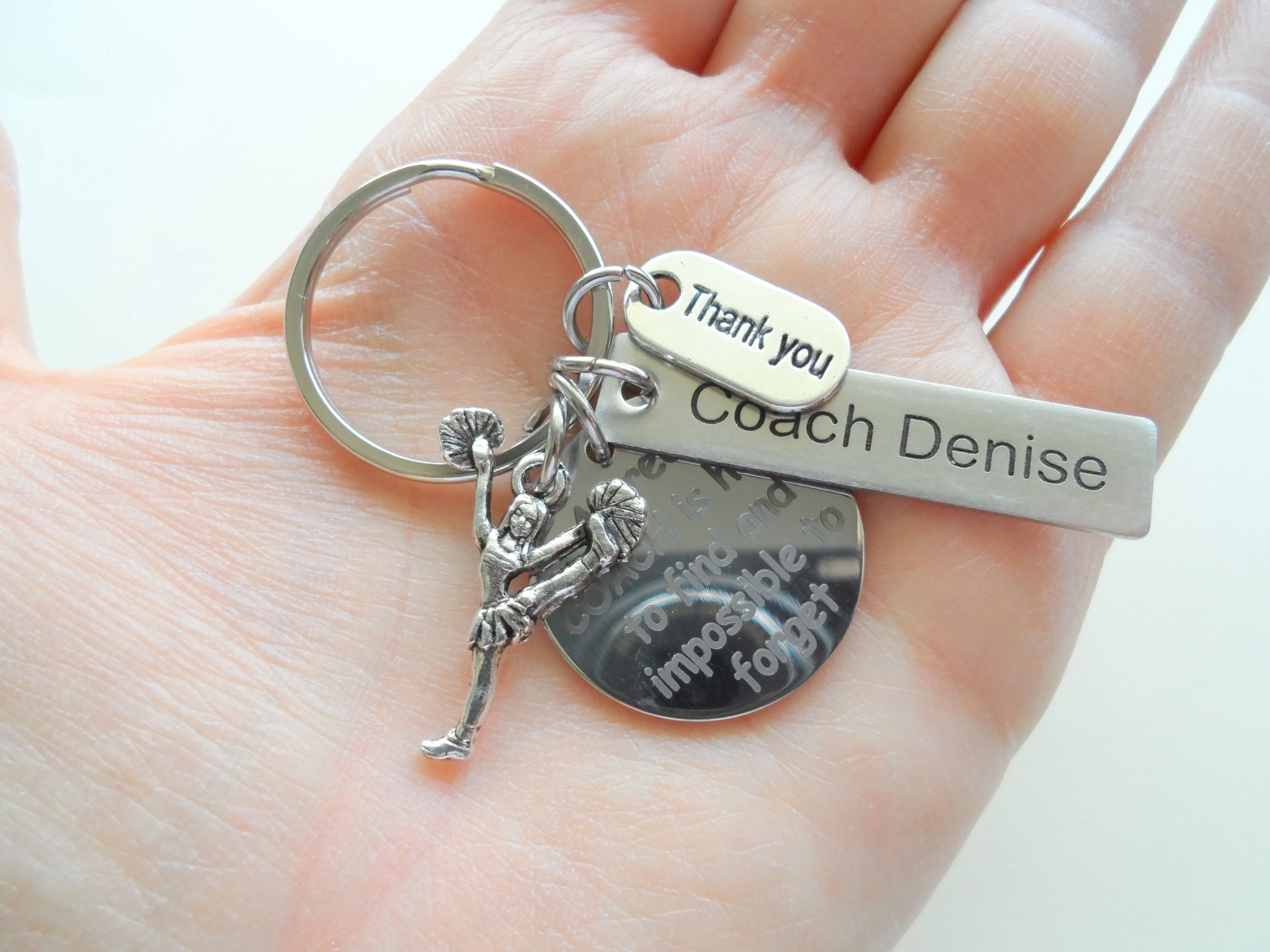 Cheerleading Coach Appreciation Gift • Engraved "A Great Coach is Impossible to Forget" Keychain | Jewelry Everyday