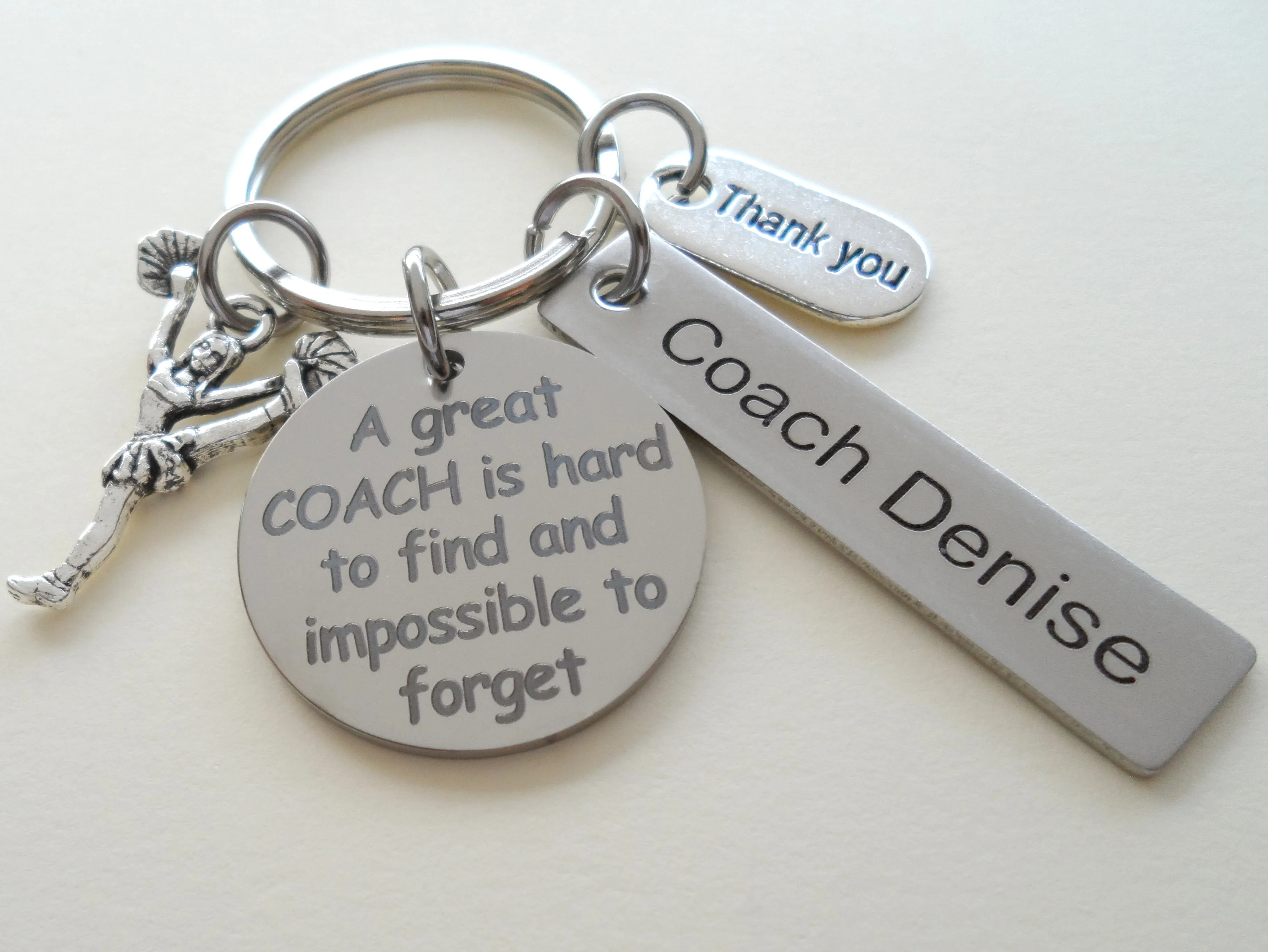 Cheerleading Coach Appreciation Gift • Engraved "A Great Coach is Impossible to Forget" Keychain | Jewelry Everyday