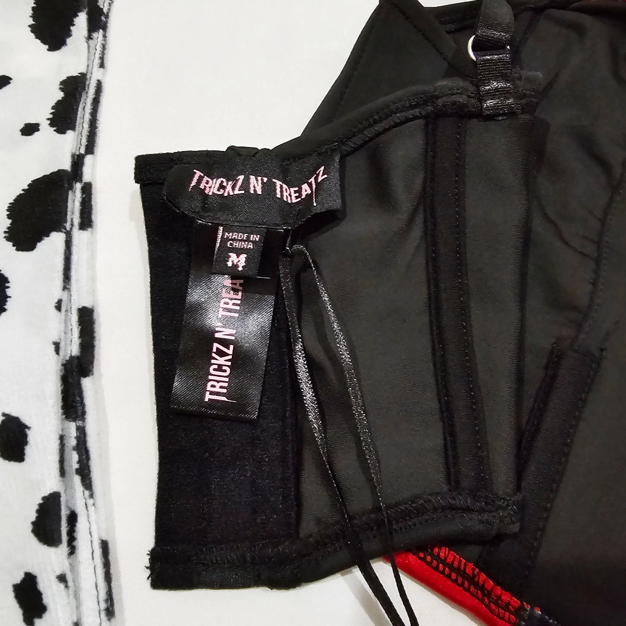 Evil Villain Costume | Cropped Striped Tank & Spotted Print Pleated Skirt
