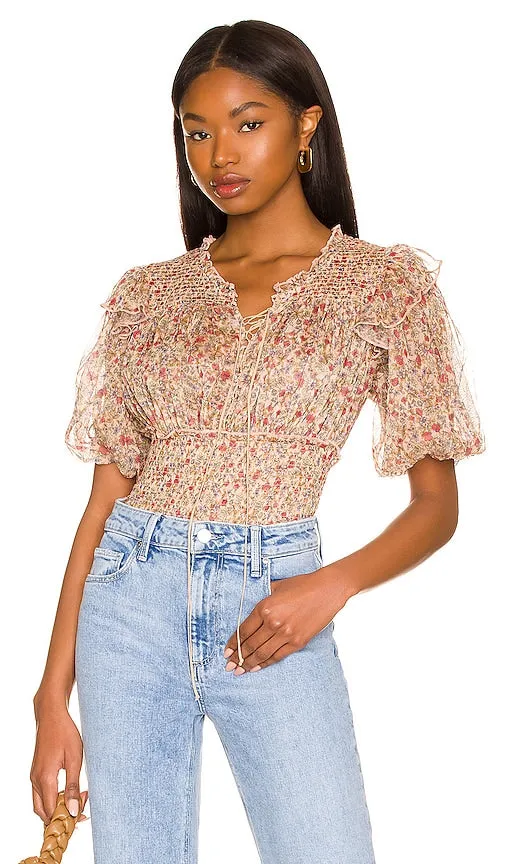 Free People Beatrice Top in Beige