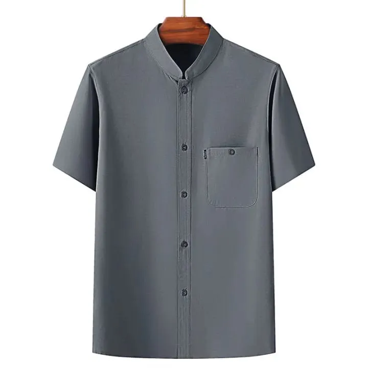 Ice Silk Shirt Men's Summer Dad Suit Grandpa Summer Men's Shirt Elderly Clothes   S4971986