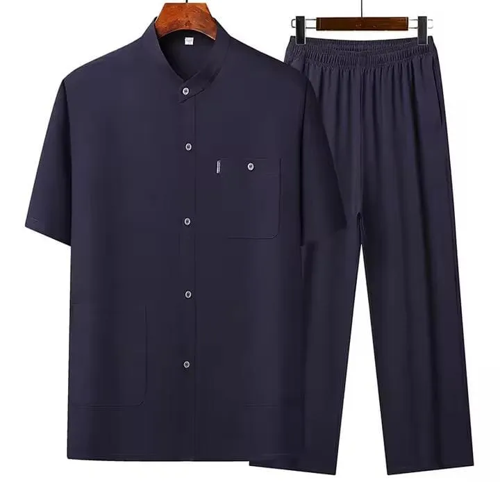 Ice Silk Shirt Men's Summer Dad Suit Grandpa Summer Men's Shirt Elderly Clothes   S4971986