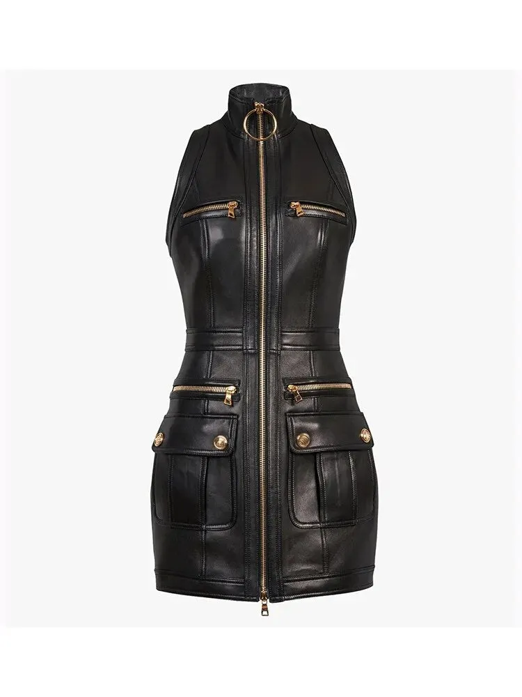 Leather Zip Dress