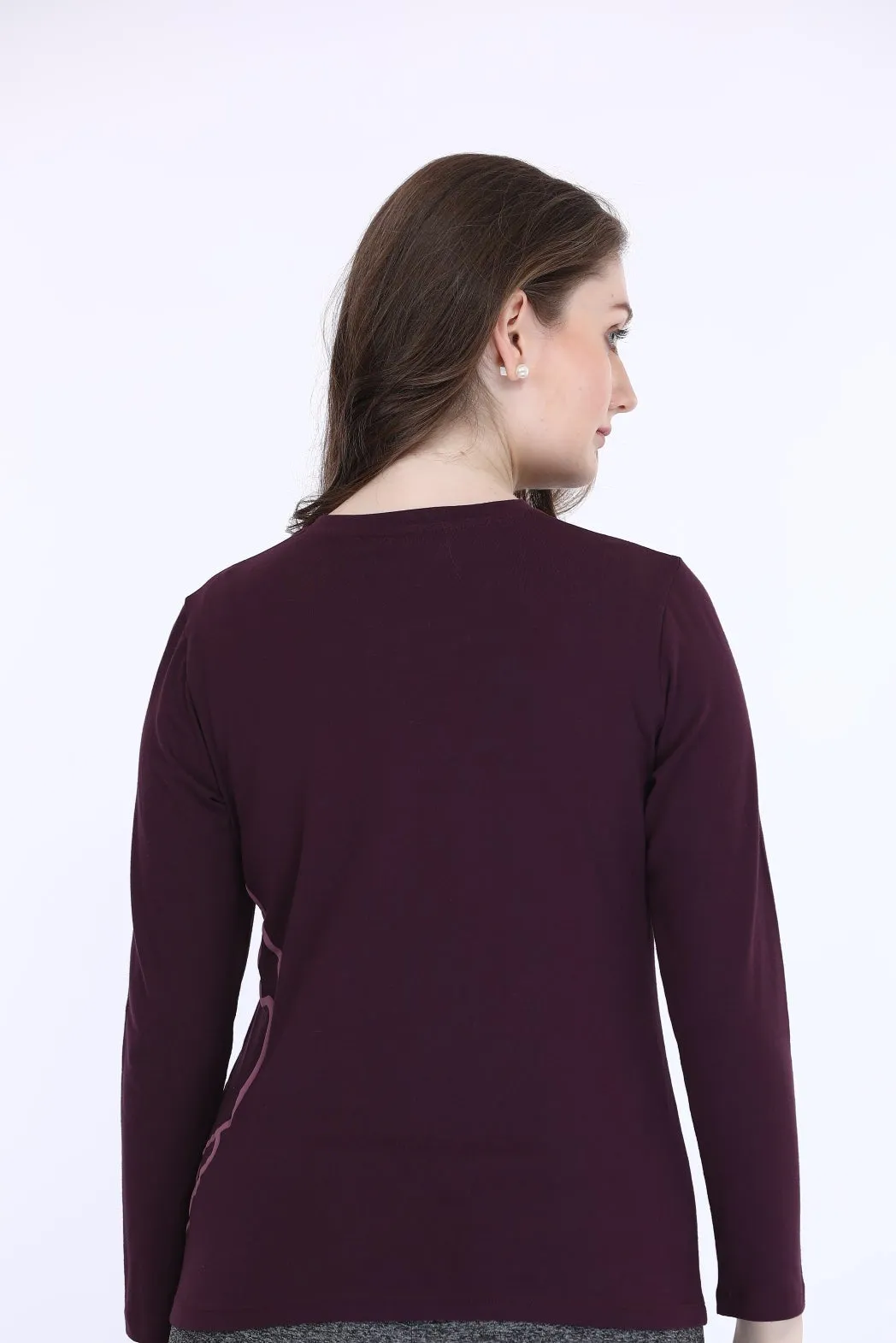 Maroon Printed LT Cotton T-Shirt
