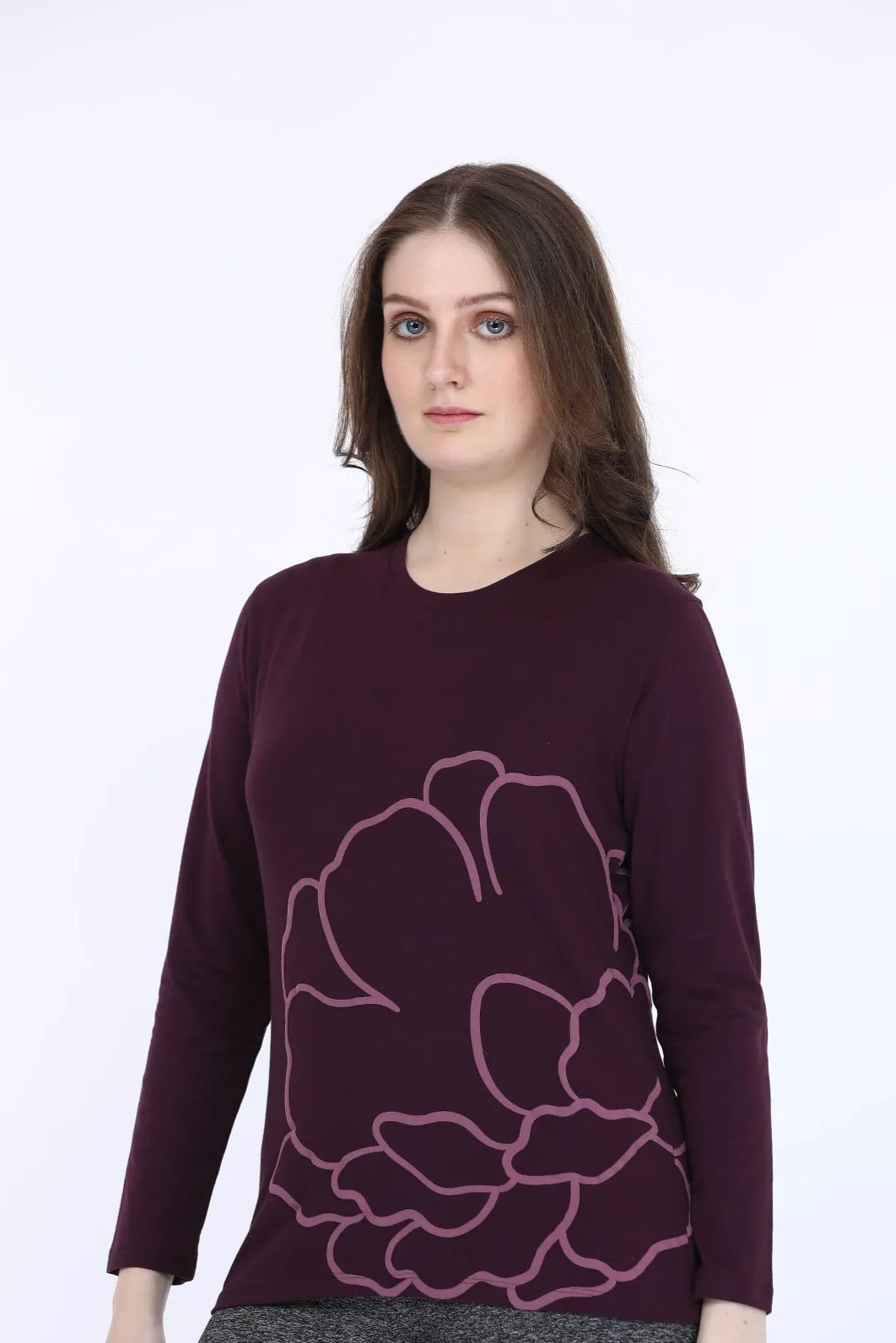 Maroon Printed LT Cotton T-Shirt