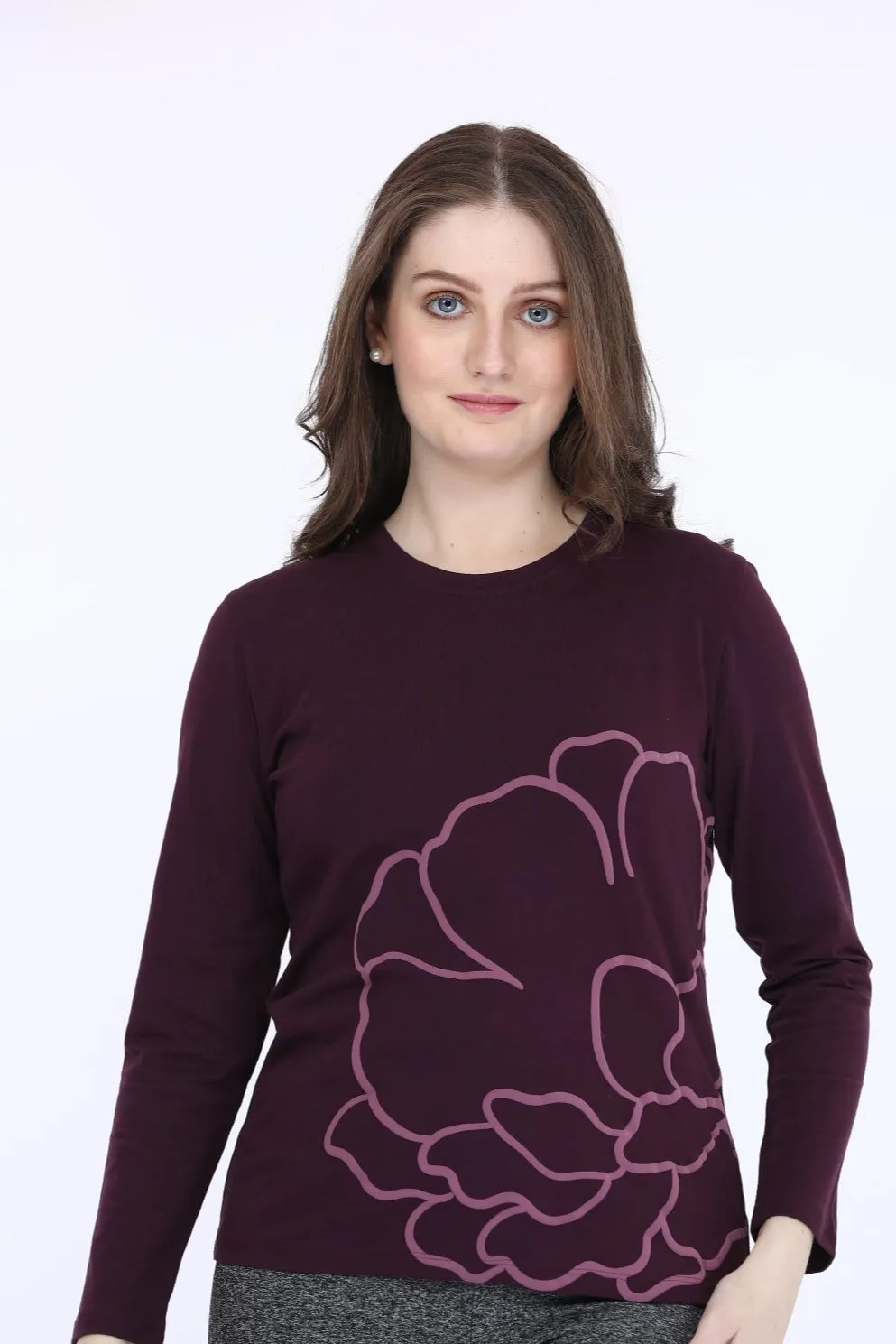 Maroon Printed LT Cotton T-Shirt