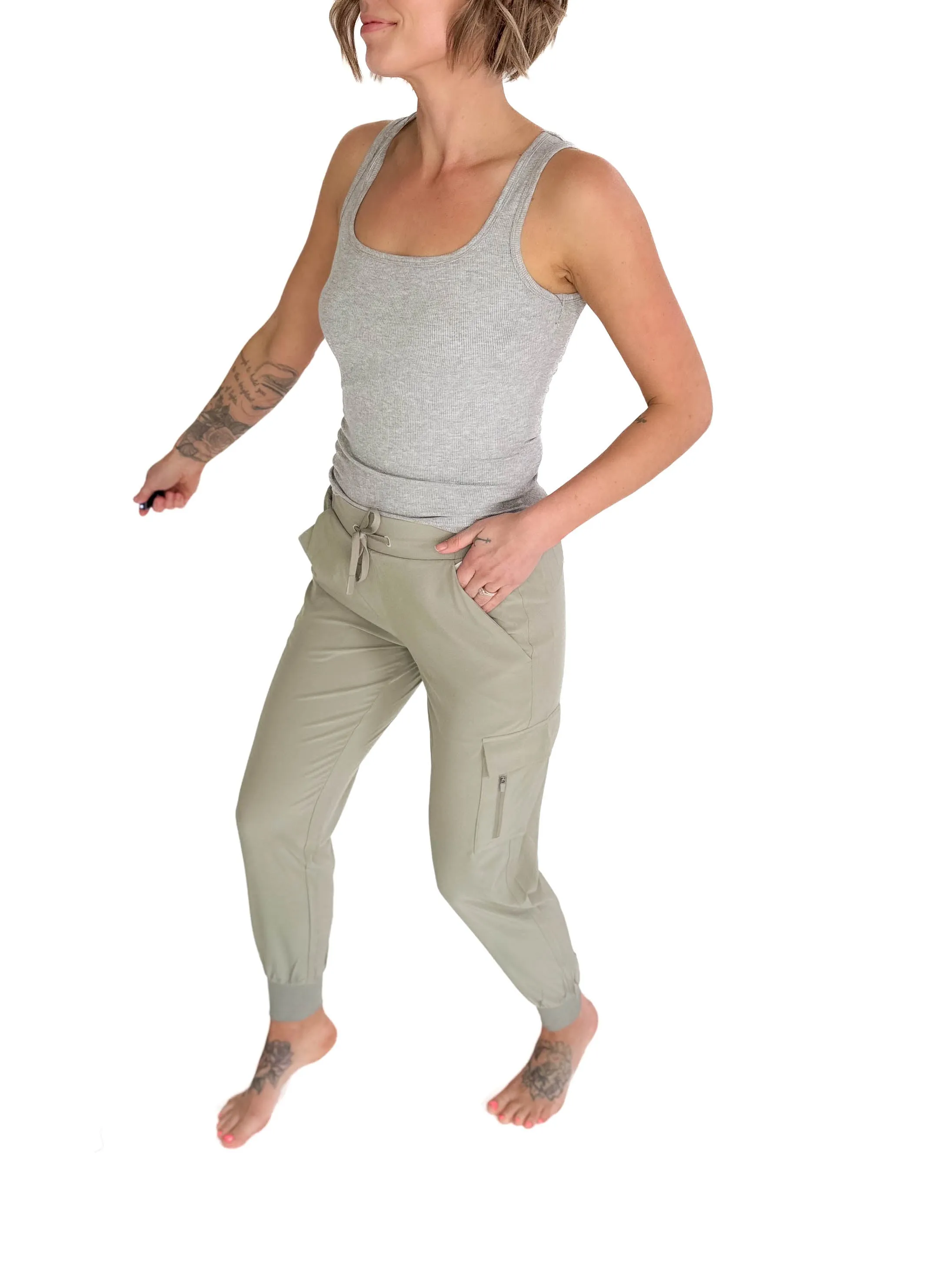 MONO B Heidi High Waisted Active Jogger- SHADOW SAGE
