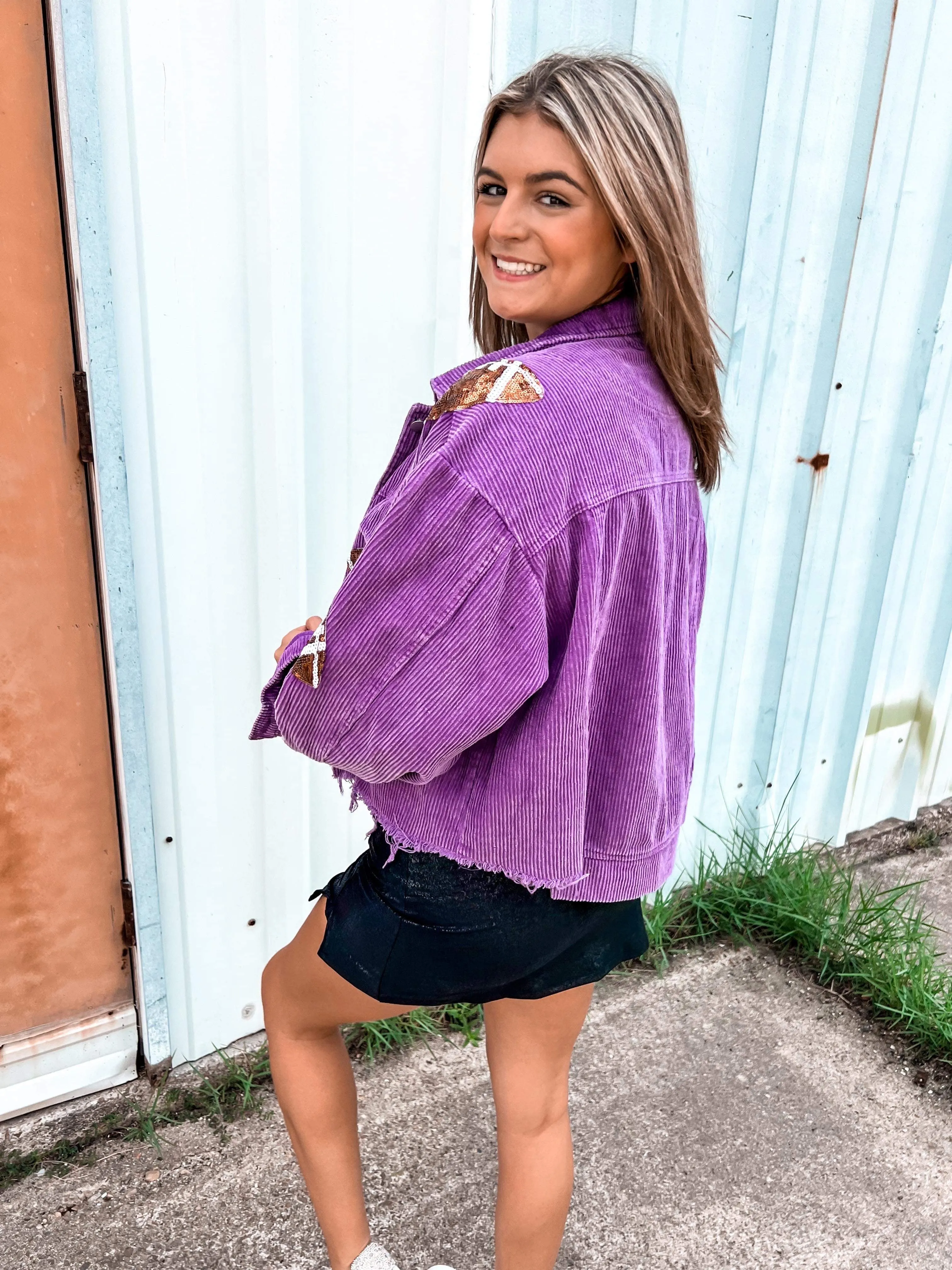 Queen Of Football Corduroy Jacket Purple