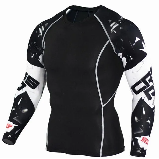 Sportswear Rash Guard Sport Shirt Men Compression Pants Gym Running Shirt Men Fitness Leggings Clothes Tight Suit
