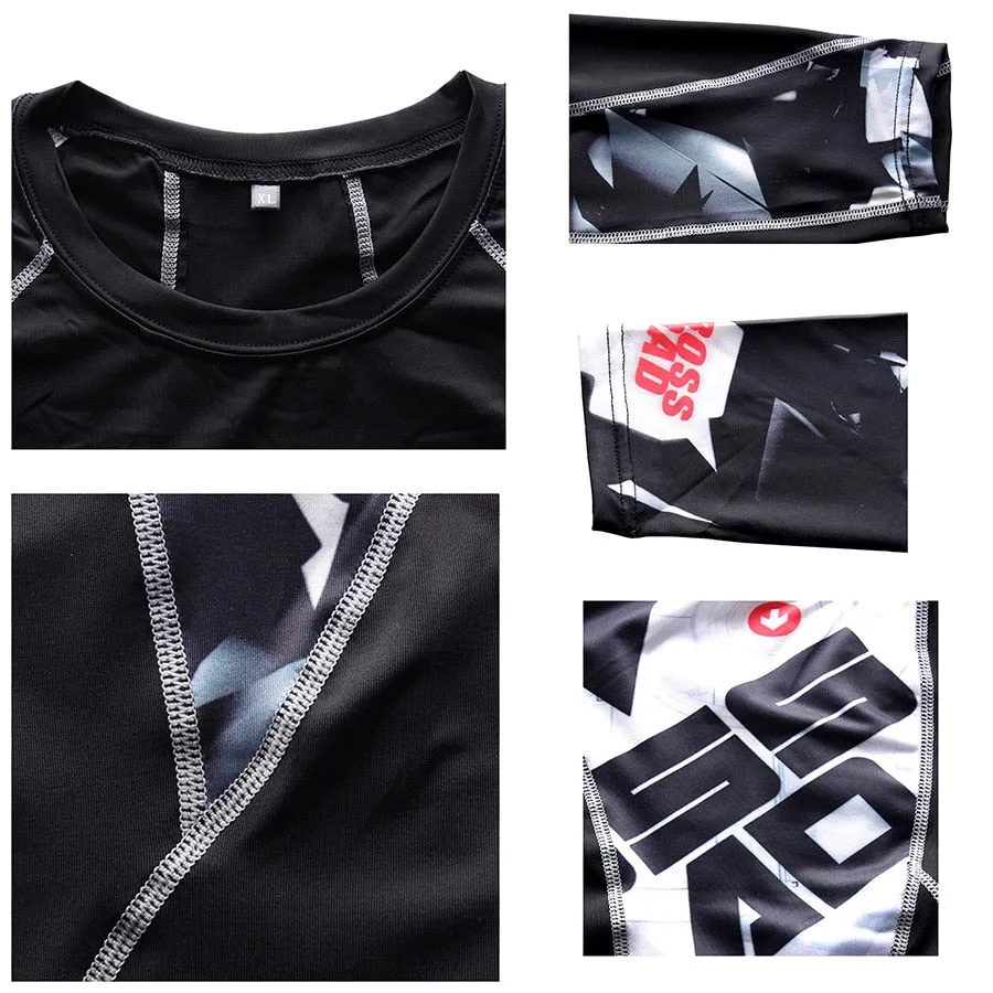 Sportswear Rash Guard Sport Shirt Men Compression Pants Gym Running Shirt Men Fitness Leggings Clothes Tight Suit