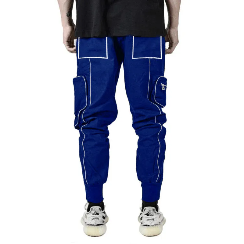 Street hip-hop trend men's trousers reflective casual sports overalls