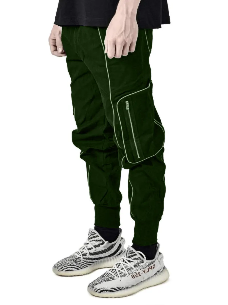Street hip-hop trend men's trousers reflective casual sports overalls