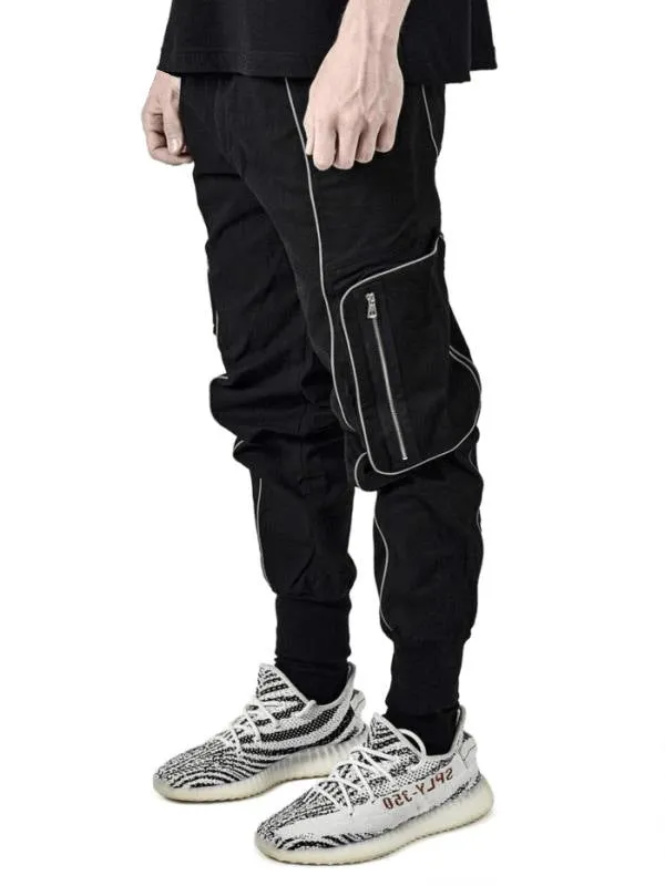 Street hip-hop trend men's trousers reflective casual sports overalls