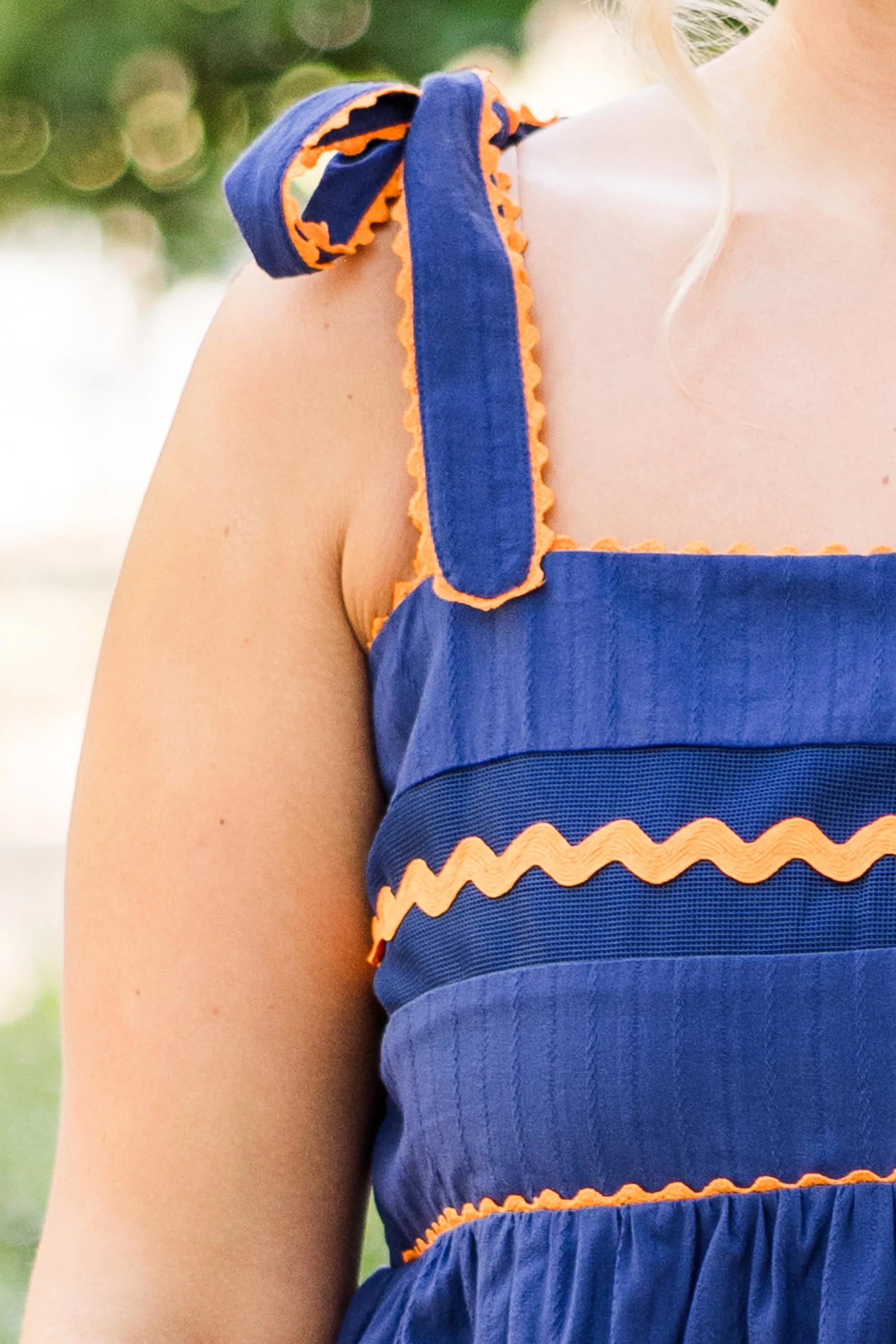 Sweetheart Gameday Babydoll Tank, Blue-Orange