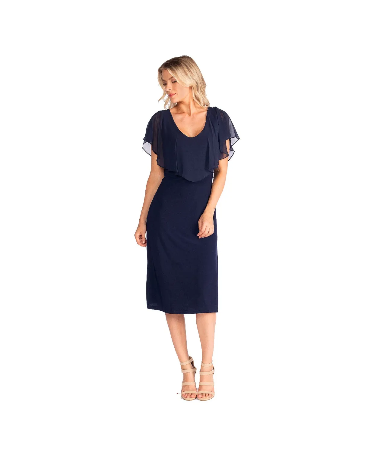 Tank Dress with Ruffled Chiffon Neckline