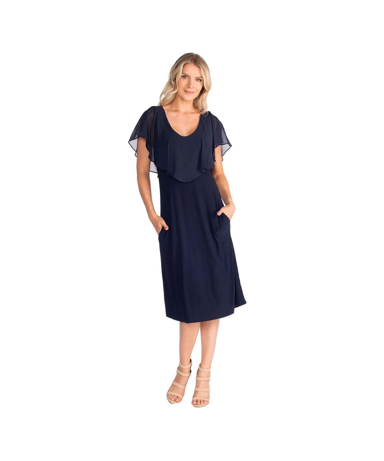 Tank Dress with Ruffled Chiffon Neckline
