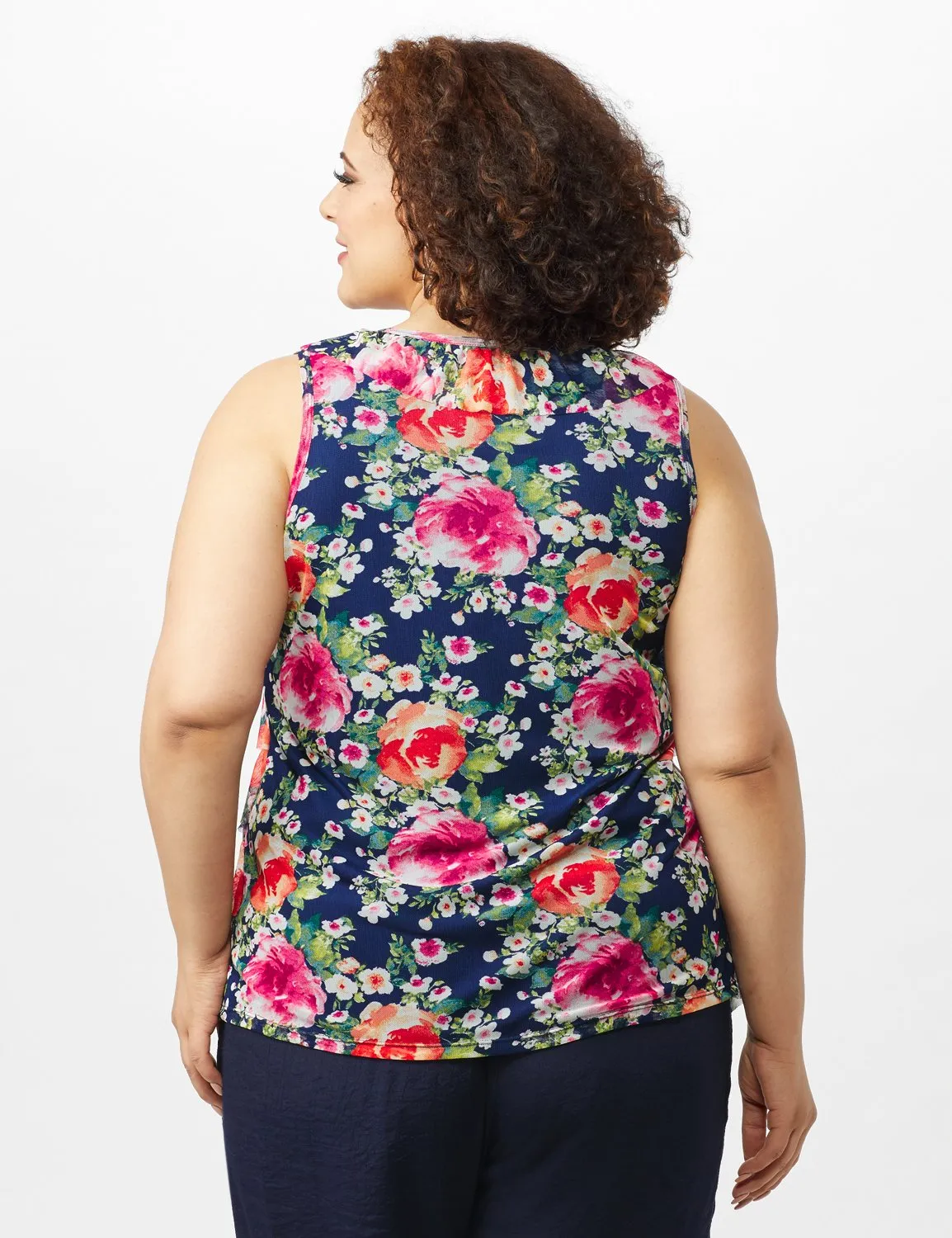 Tie Dye Mesh Ruffle Knit Top
