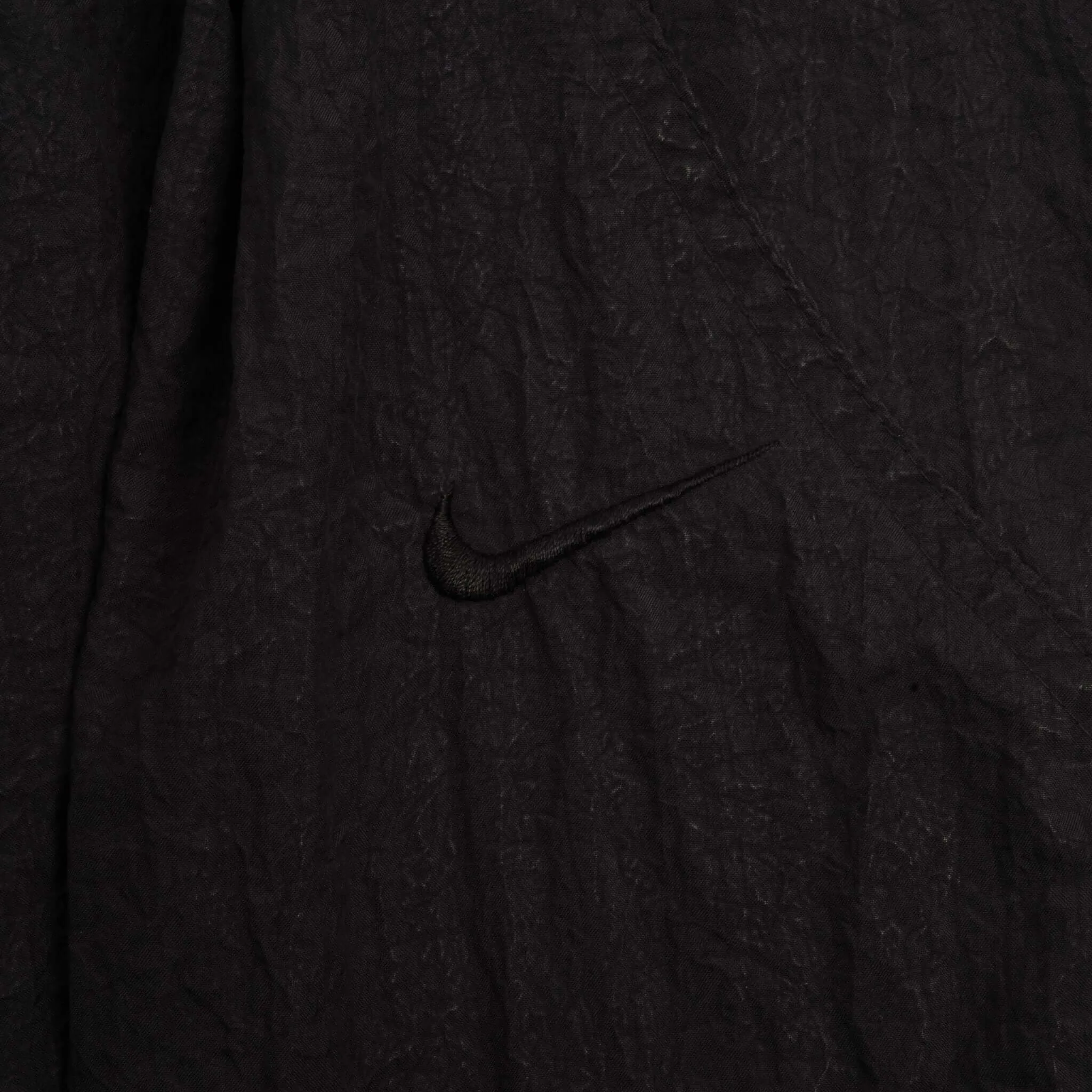 VINTAGE NIKE CLASSIC SWOOSH BLACK NYLON TRACK PANTS 1990S SIZE LARGE